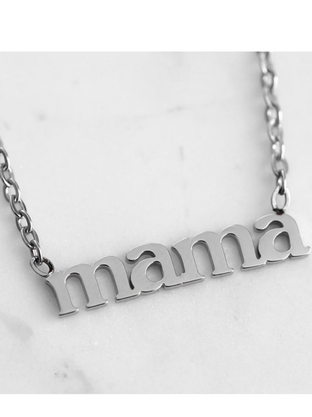 Mama Script Pendant Necklace - Silver